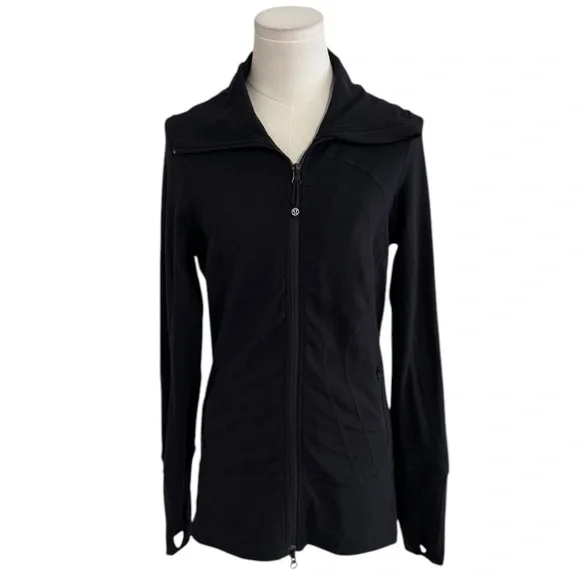 LULULEMON‎ Black Zip Up Jacket Workout Casual Walking Gym Long High Neck Size 6