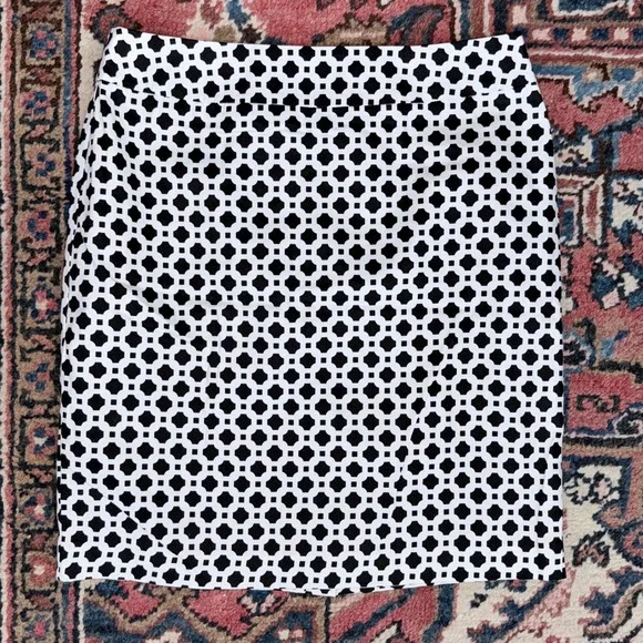 Cynthia Rowley Pencil Skirt Womens 8 Black White Excellent Geometric Lattice Zip
