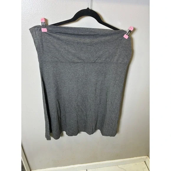Old Navy Womens XL Gray Fold Over Waist Jersey Knit Knee Length Skirt NWT
