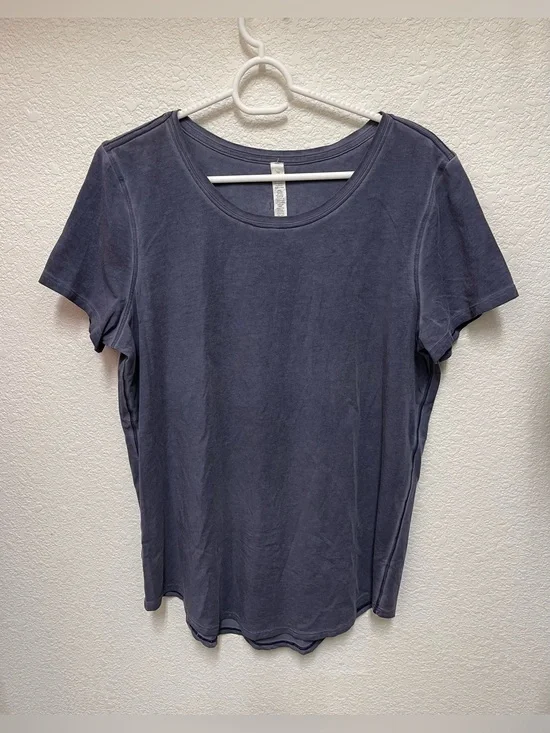 LULULEMON Love Crew Shirt Washed Navy Blue Short Sleeves Women’s Size 10
