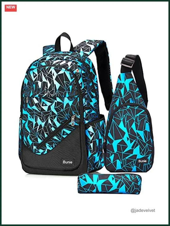 Large Backpack Set with Laptop Compartment and Pencil Case