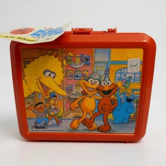 Vintage Aladdin Kid Kits Sesame Street Lunch Box Thermos Back to School‎ Orange