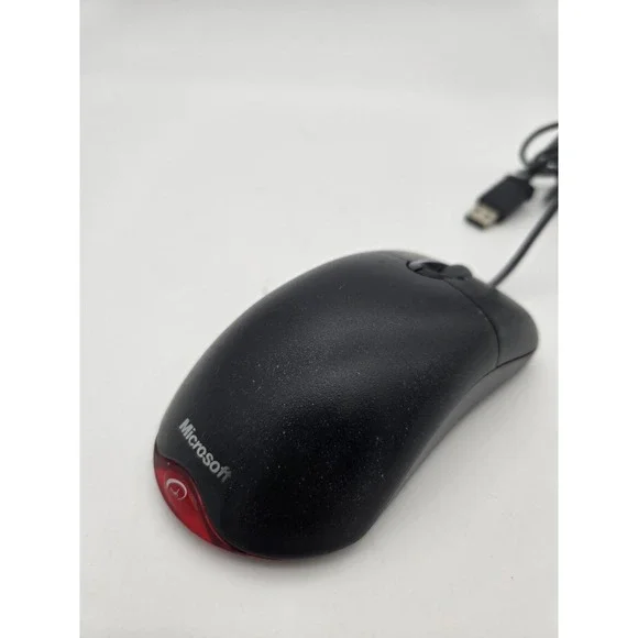 Genuine Microsoft Wheel Mouse Optical‎ 1.1A Model X802382 Black USB Mouse Works