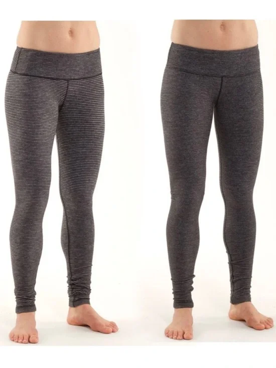 Lululemon Wunder Under Legging Reversible 6 Black Heathered Coal Mini Check Gray