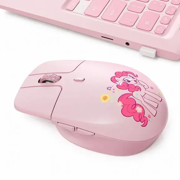 My Little Pony Pink Wireless Mouse Floating Button Design 2.4GHz Dual-Mode - NEW