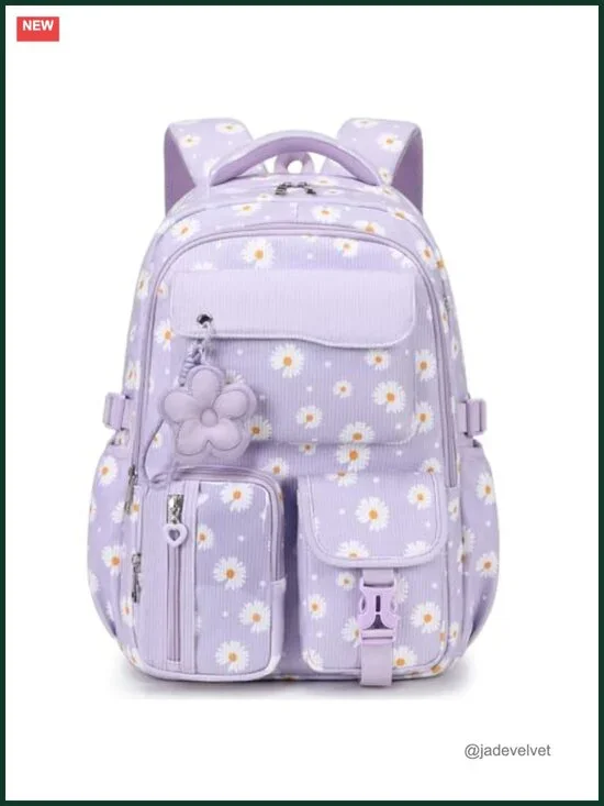 Corduroy Kids Backpack Large Capacity Multi-Pocket School Bookbag