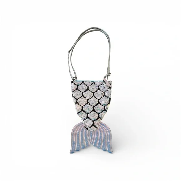 p.s. Aeropostale Kids Girls‎ Mermaid Tail Sequin Shoulder Bag Iridescent Blue
