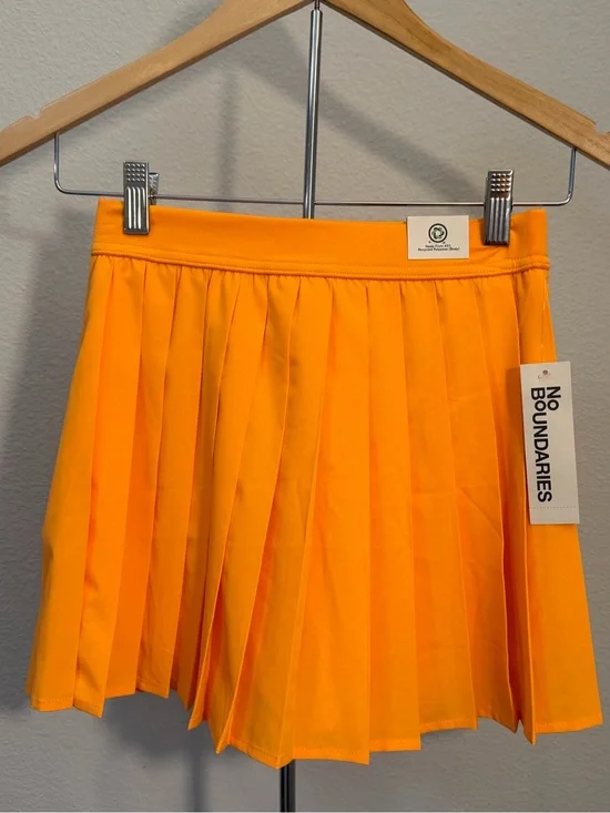 No Boundaries Bright Orange Pleated Circle Skirt