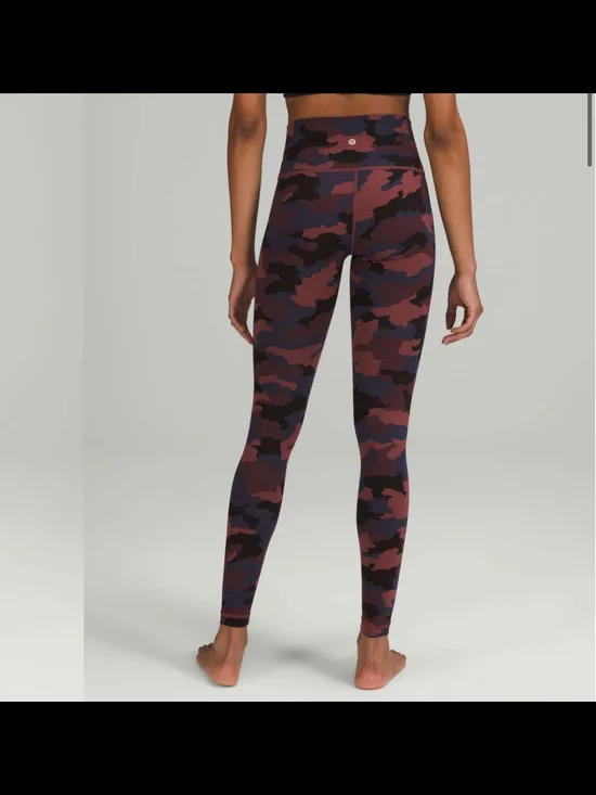 Lululemon Wunder Under HR Leggings Heritage 365 Camo Smoky Red Night Sea Sz 8