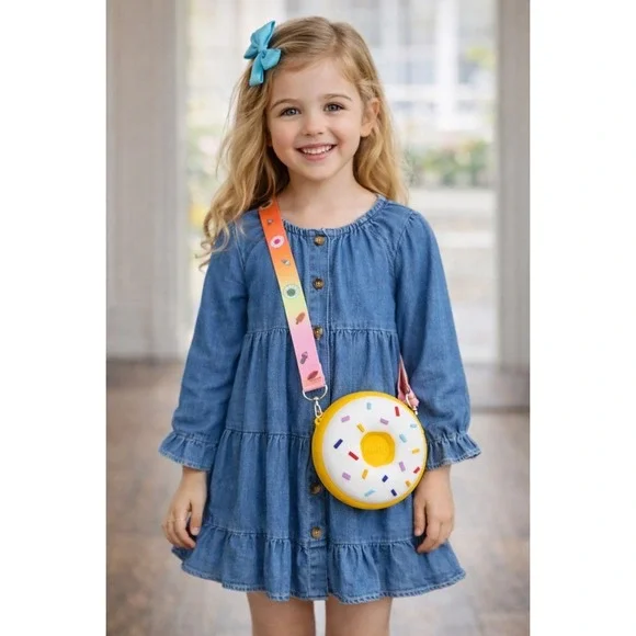 Donut Shaped Silicone Crossbody Bag‎ Kids Mini Purse Adjustable Strap
