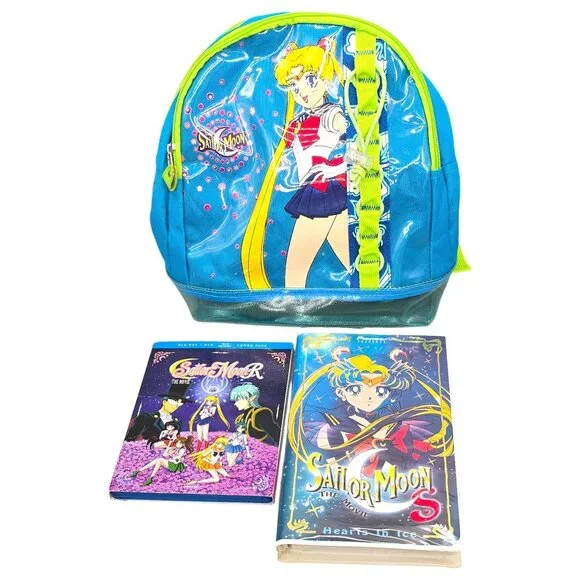 Sailor Moon Bundle Backpack VHS DVD Movie Set Anime Toei Animation Vtg‎ Lot