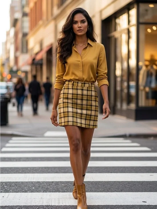 1. State Tan Beige  Plaid Mini Skirt Size 0