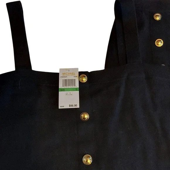 Womens Michael Kors Black 2 Piece Set Sweater Tank &‎ Skirt Size Large NWT $98