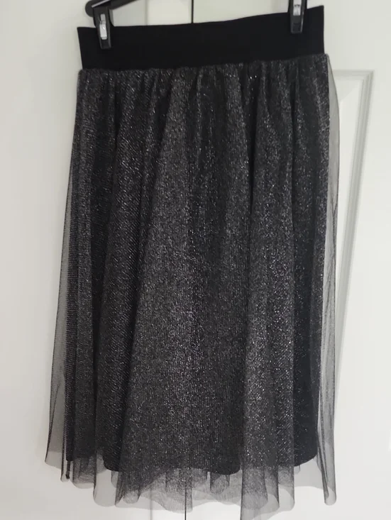 Black Sparkle Tulle Midi Skirt