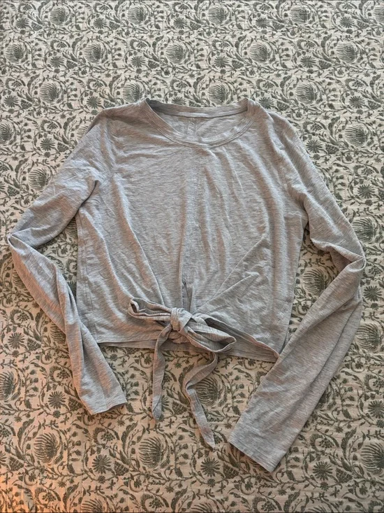 lululemon athletica Light Gray Long-Sleeve Tie-Front Top