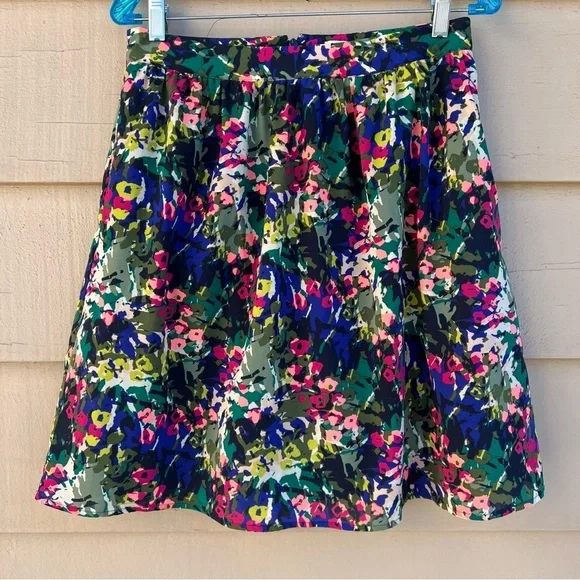 J Crew floral gathered waistband skirt