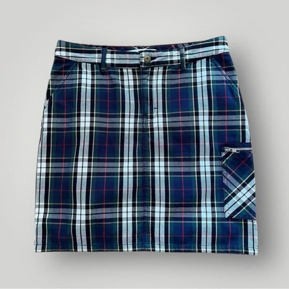 Tommy Hilfiger blue plaid preppy mini skirt