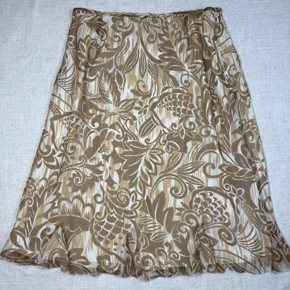 Pendleton Vintage Women 12 100% Silk‎ Midi Skirt Sheer Flared Fairycore Whimsy