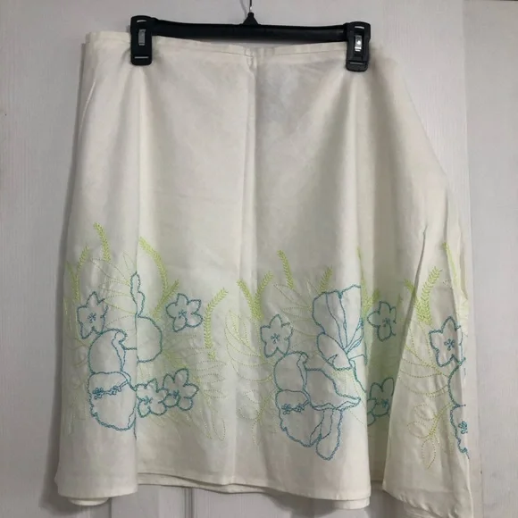Vintage NWT George linen rayon 90s Y2K floral embroidered skirt New size‎ 18