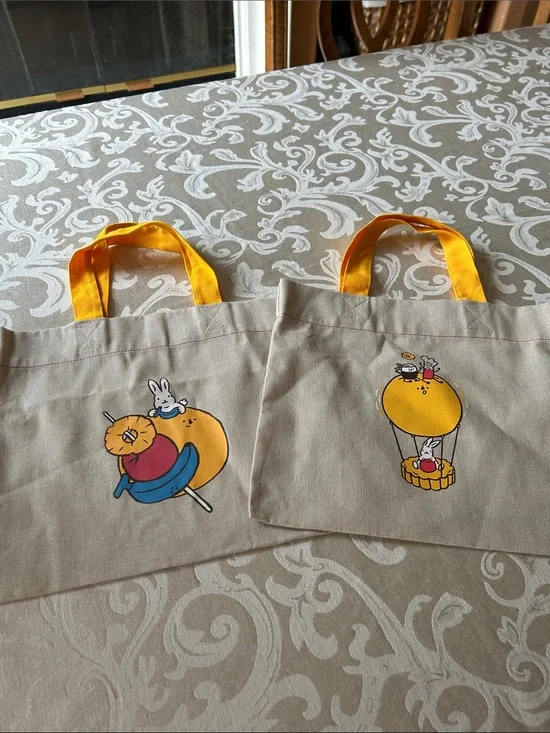 Small Kids Tote Bags with Cute Bunny Print