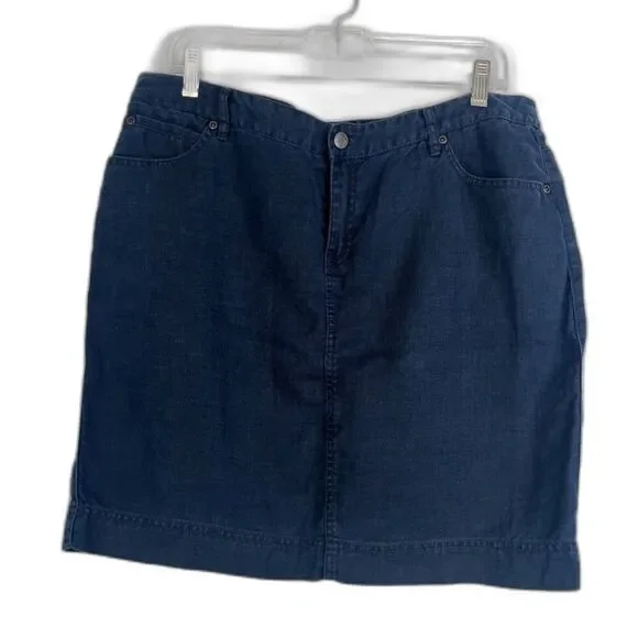 J Jill Blue 100% Linen Casual Lightweight Skirt Women's Size 12‎