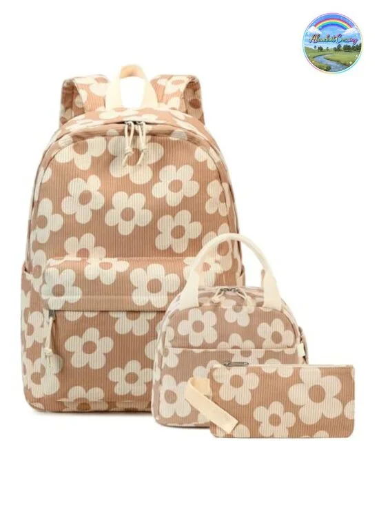 3-in-1 Girls Laptop Backpack Set with Lunch Bag & Pencil Case
