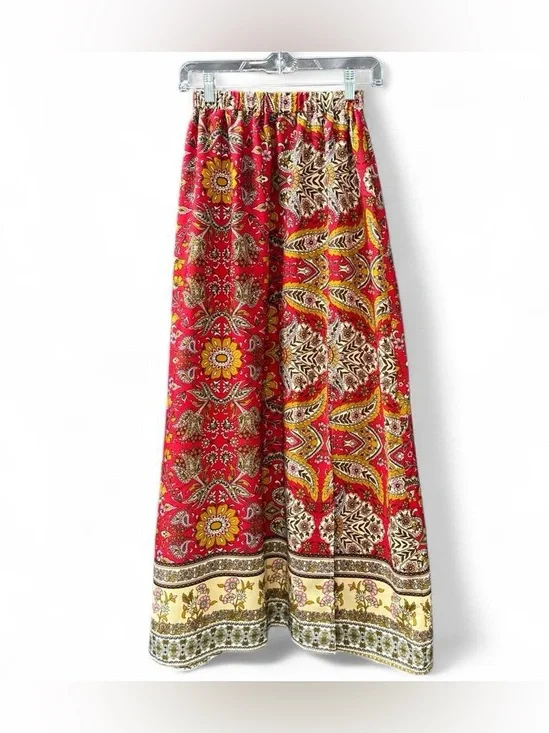 🎁5 FOR $50 SALE🎁 Festival Vibe Boho Paisley & floral Print Maxi Skirt