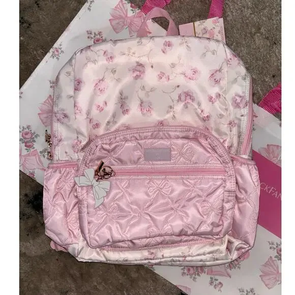 LoveShackFancy yoobi pink & white floral backpack