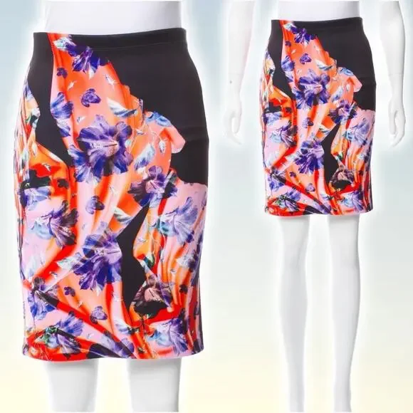CLOVER CANYON Neoprene Printed Pull-On Pencil Skirt Sz XS