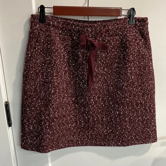 LOFT Burgundy Tweed Sweater Skirt EUC