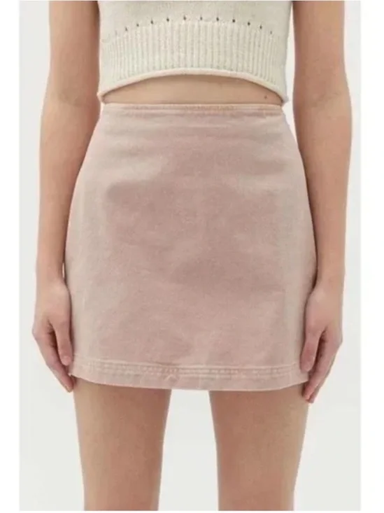 BDG Urban Outfitters Sara Twill High Waisted A line Mini skirt pink denim XS