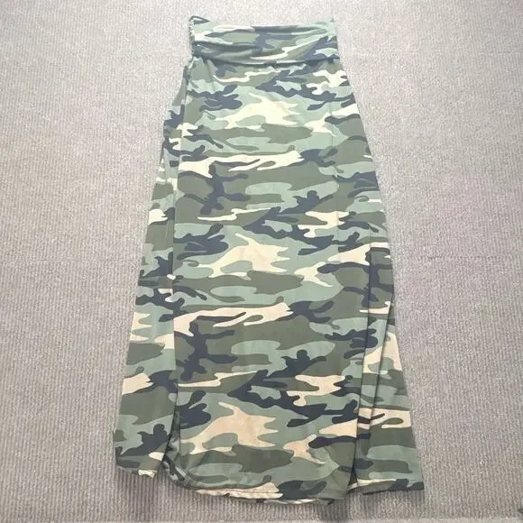 Y2K Foldover Low Rise Camouflage Maxi Skirt B Envied Size Large