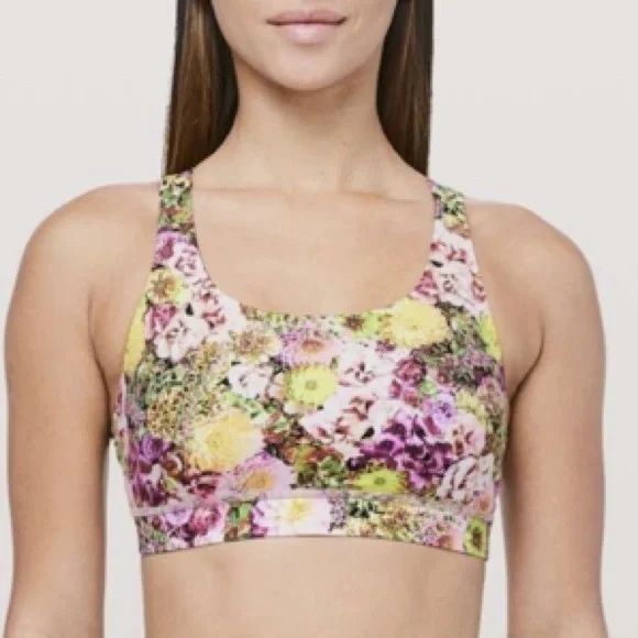 Lululemon energy bra inflorescent multi purple yellow flower‎