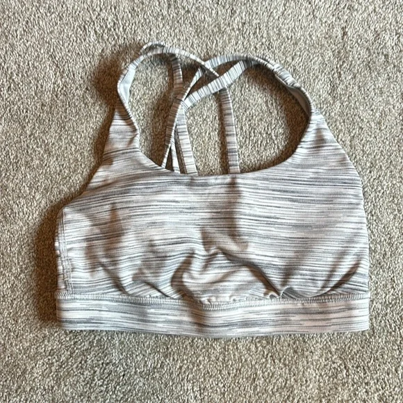 lululemon athletica Striped Light Gray Sports Bra