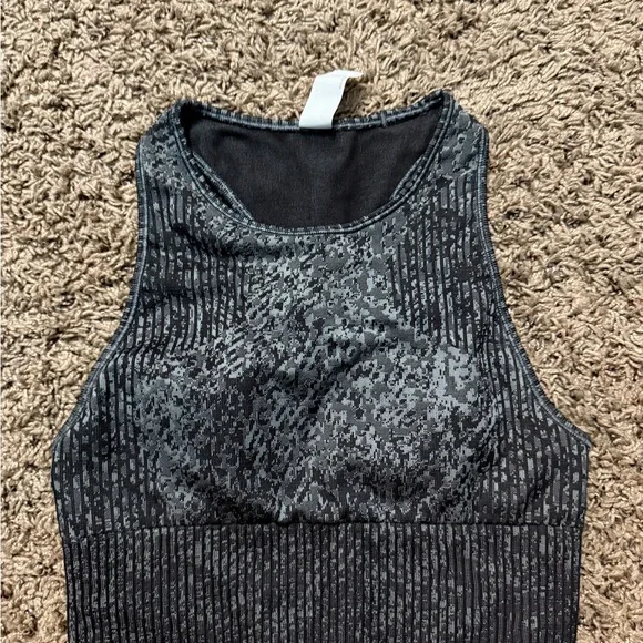 lululemon athletica Black and Gray High-Neck Seamless Tank/ Bra
