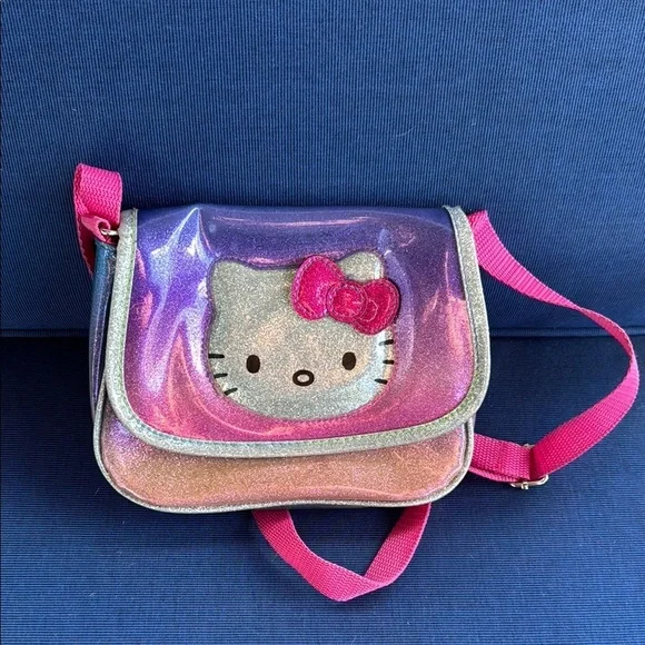 Hello Kitty Pink and Purple Crossbody Bag with Holographic Panel