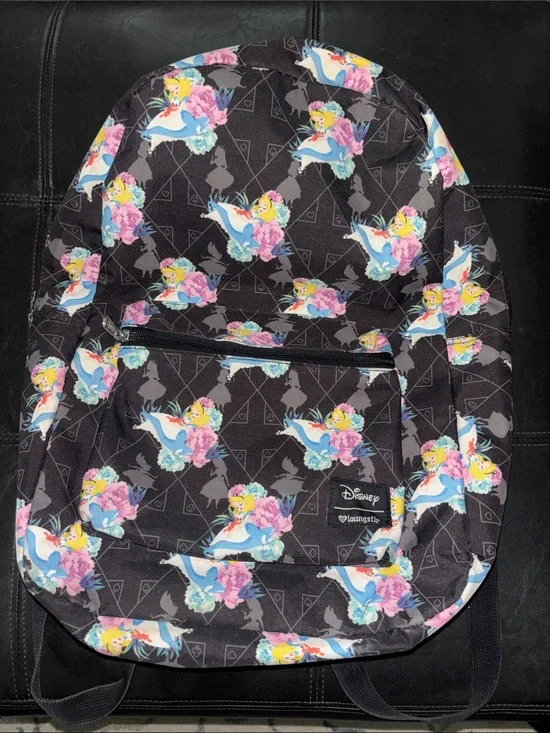 Vintage Loungefly Black Alice Floral Backpack