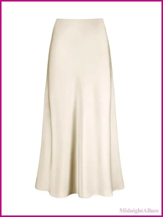 Satin High Waisted A-Line Maxi Skirt with Hidden Elastic Waistband