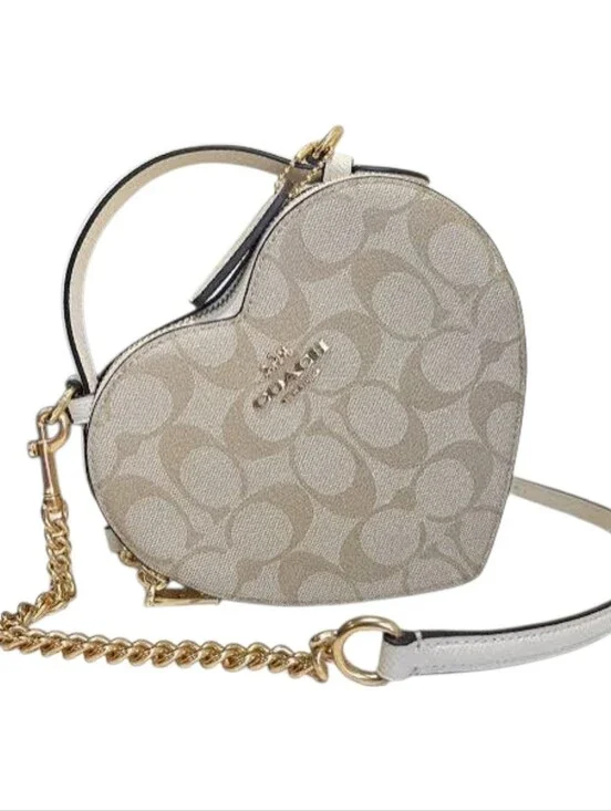 COACH Heart Crossbody Light Khaki Signature C
