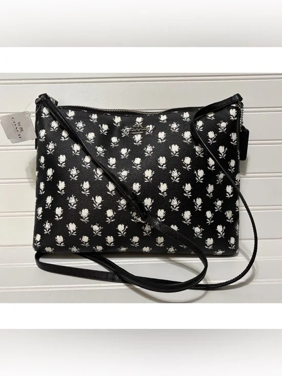 COACH Americana Black White Floral Canvas Crossbody Shoulder Bag Purse NEW