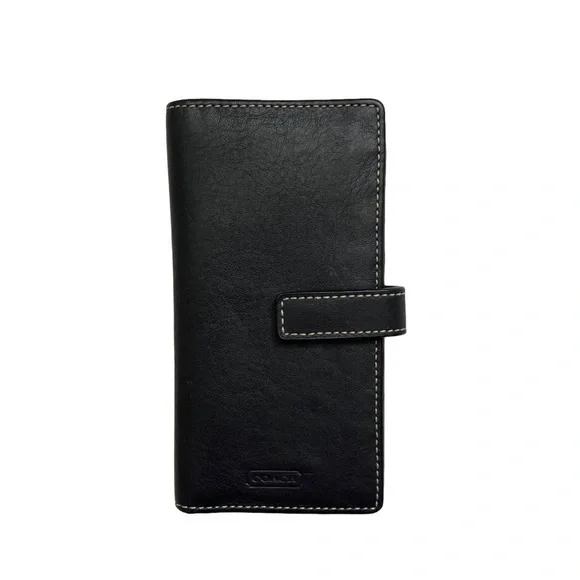 Coach vintage slim black glovetan leather wallet