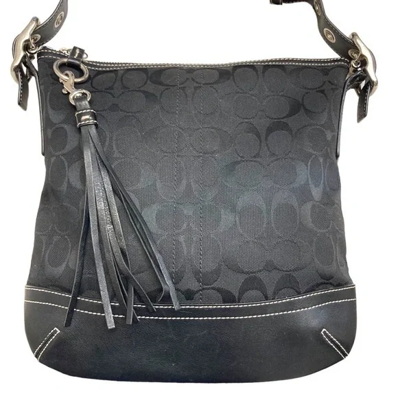 Coach 9362 black Signature Leather Slim Crossbody Shoulder Bag