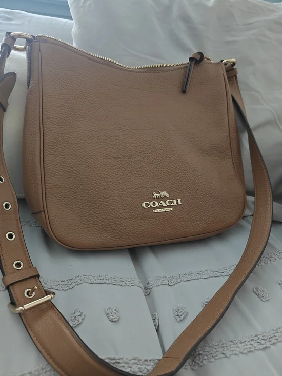 Coach Pebble Leather Crossbody Bag in Saddle Brown