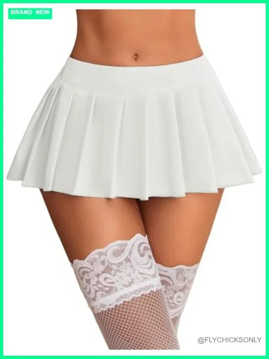 Pleated Mini Skirt with Elastic Waistband - Y2K Style