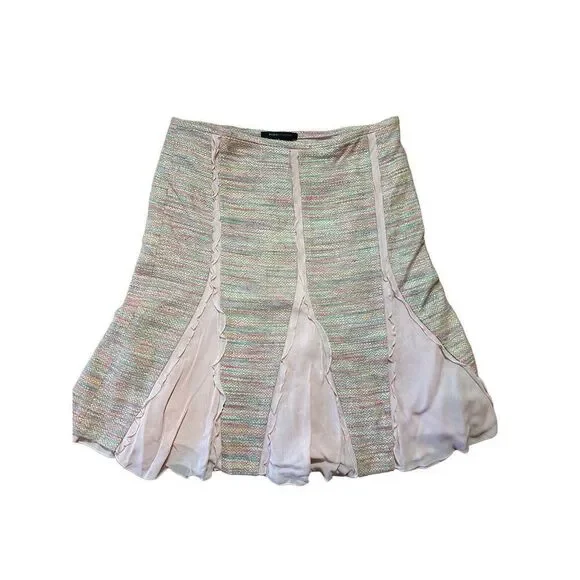 BCBGMaxazria 100% Silk Pink Multicolored A-line Pencil Skirt‎ Sz 6 NEW