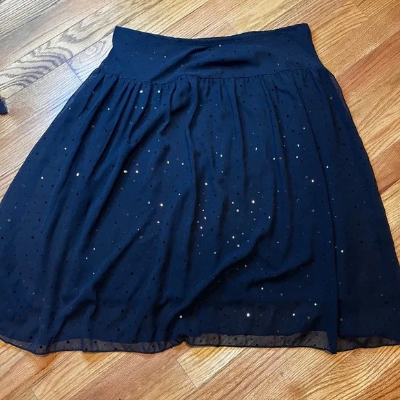 Wet Seal Black Sparkle Sequin Glitter Tulle A Line Knee Length Skirt Medium Y2K