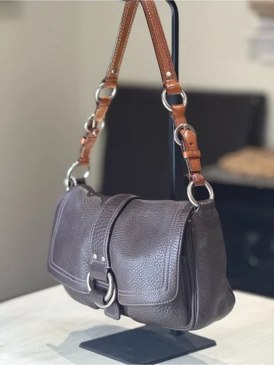 Vintage Y2K Coach Chelsea Brown Pebbled Leather Hobo Bag with Tan Strap- EUC