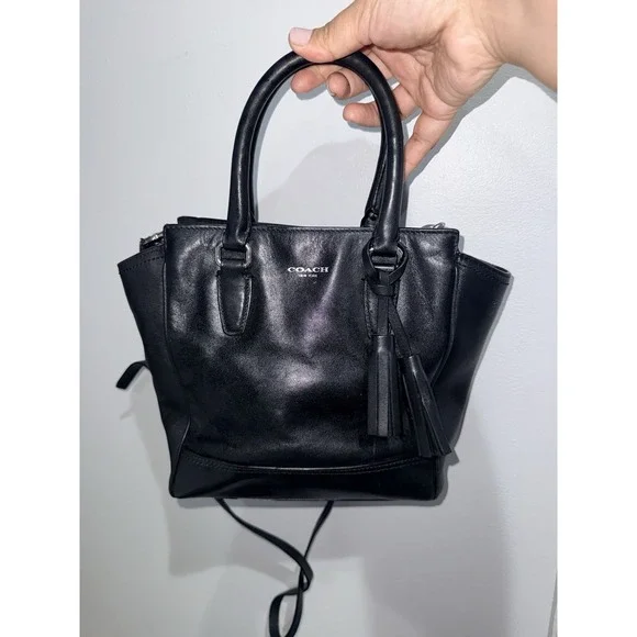 COACH Legacy Leather Mini Tanner‎ Black Crossbody Tote Bag 48894  1