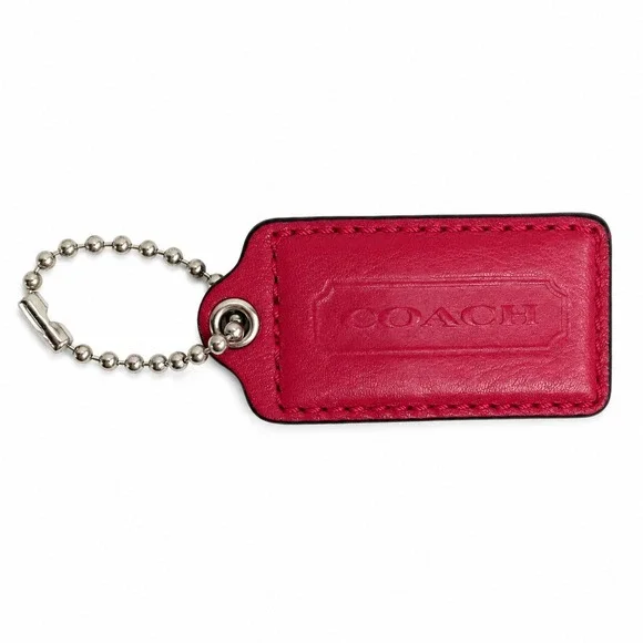 Coach 2.5 Inch Bag Hangtag Replacement Embossed Leather Ball Chain Magenta Pink