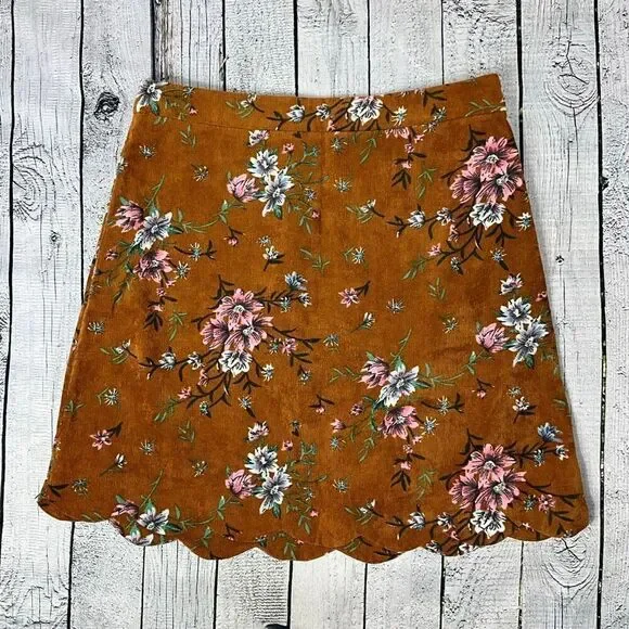CHANCE Floral Corduroy Mini Skirt